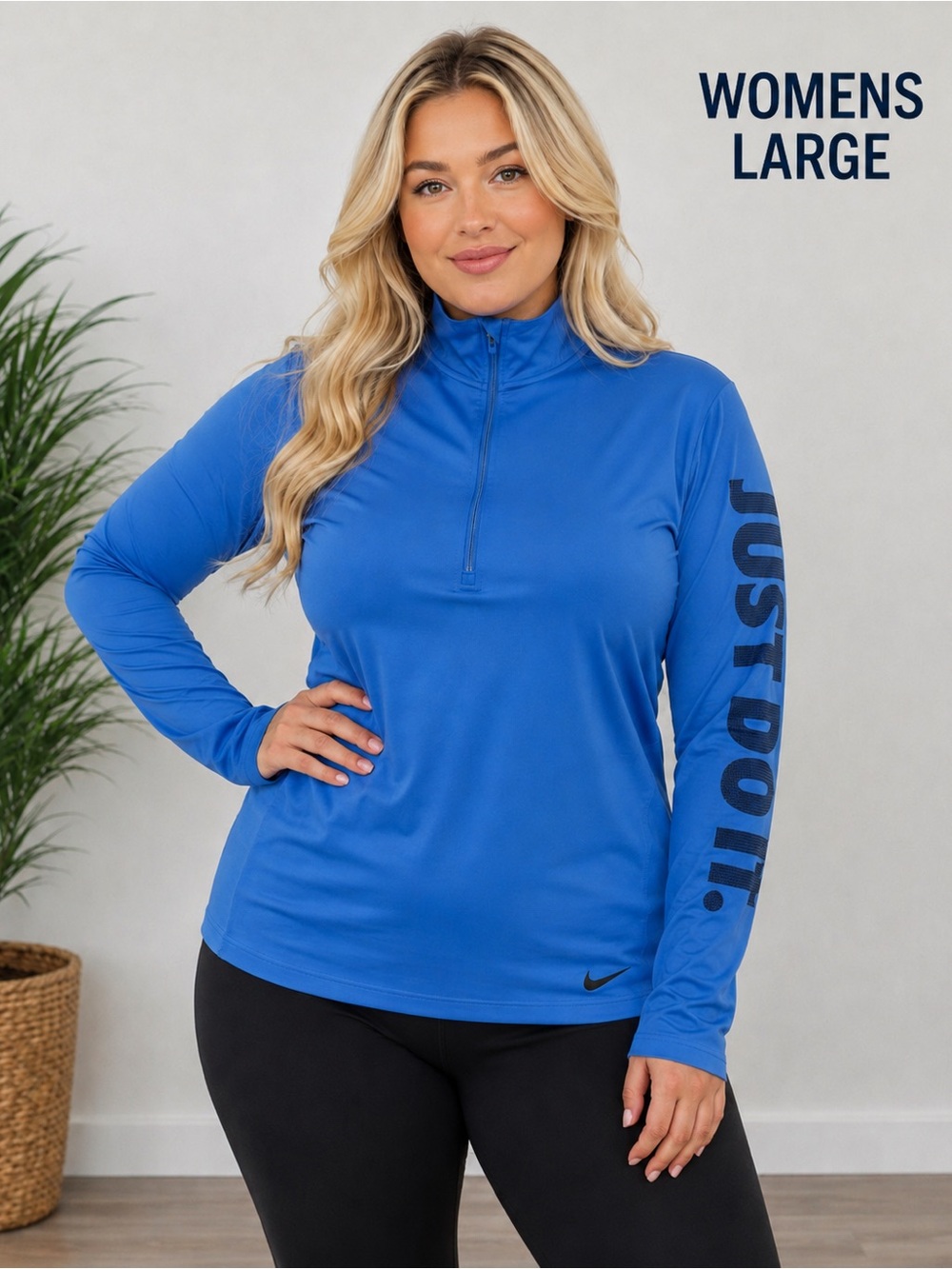 Nike Women's large Blue Long-Sleeve Half-Zip Performance Top like new